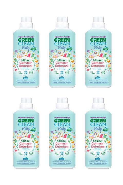 Green Clean Organik Lavanta Yağlı Baby Bitkisel Sıvı Çamaşır Deterjanı 1000 ml 6'lı