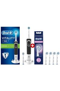 OralB Vitality D150 Şarj Edilebilir Diş Fırçası Cross Action+ 1 Yedek Başlık + Oral- B Sensitive Cl