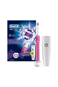 OralB Pro 750 3d White Pembe Şarj Edilebilir Diş Fırçası + Seyahat Kabı