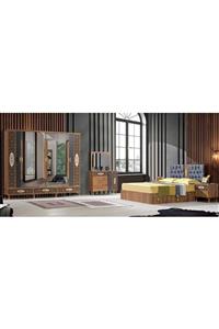 Çiftci Ticaret Ceviz-kahve %100 Mdf 5 Parça Kapaklı Yatak Odası Takımı