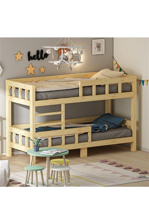 GİVAYO WOOD'S Stefani Montessori Yatak Ranza Doğal Ahşap