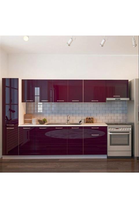 EPİCONCEPT Parlak Mürdüm Sıla Hazır Mutfak Dolabı Kiler Dahil 320cm