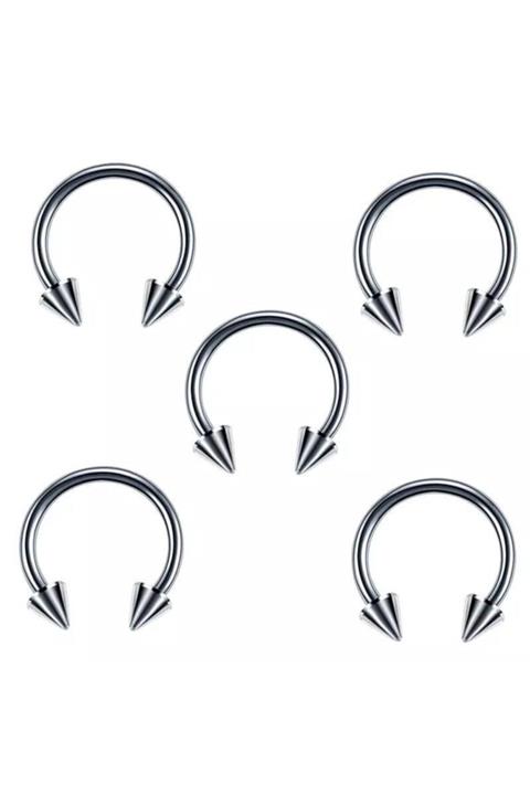 Jaida Moda 316l Cerrahi Çelik Gümüş Renk Sivri Uçlu Septum Piercing 5'li Set