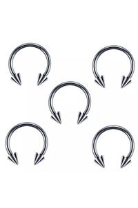 Jaida Moda 316l Cerrahi Çelik Gümüş Renk Sivri Uçlu Septum Piercing 5'li Set