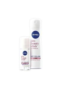 Nivea Deodorant Beauty Elixir Sensitive Flower Bayan Sprey 150 Ml + 40 Ml Roll On Set