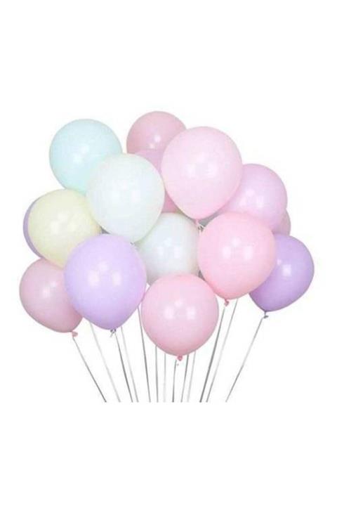 ELITETIME 100 Adet Balon Pastel ( Makaron Balon ) Karışık Renk Küçük Boy 6 Inc ( 15 Cm * 25 Cm )