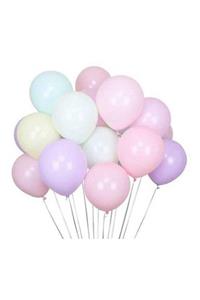 ELITETIME 100 Adet Balon Pastel ( Makaron Balon ) Karışık Renk Küçük Boy 6 Inc ( 15 Cm * 25 Cm )