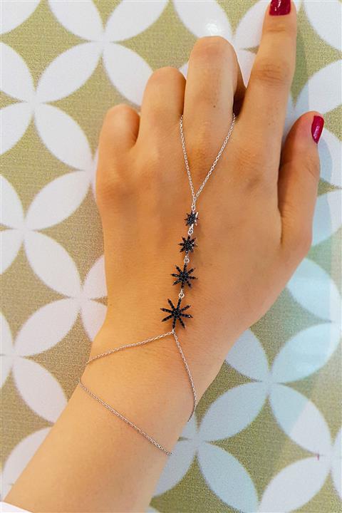 Aykat Eldiven Şahmeran Bileklik Yıldız Modeli Gümüş Ele Takılan Şahmeran Bilezik Takı Eld-18