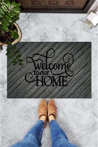 Evsebu Gri Welcome Home Dekoratif Kapı Önü Paspası