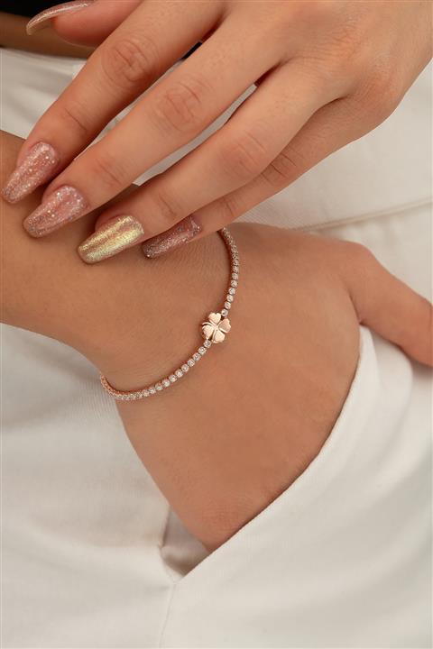 İNFİNİ TAKI Gümüş Su Yolu Yonca Bileklik