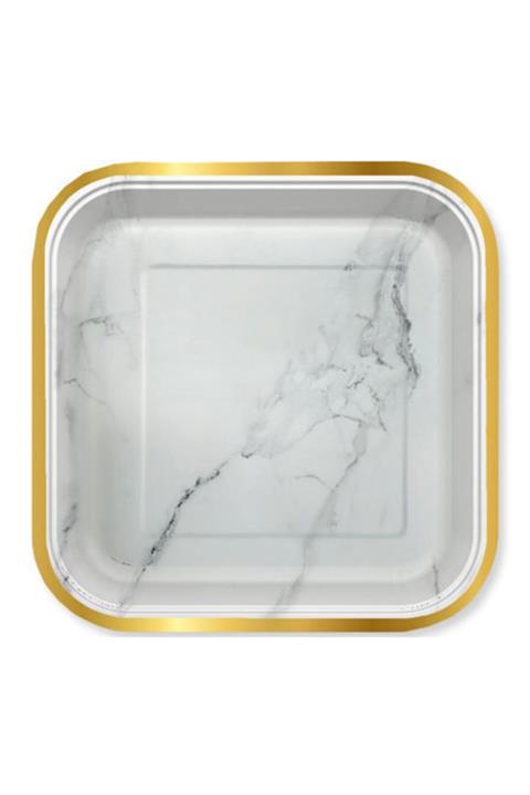 NEWOTO Tabak Varak Baskılı Mermer Desenli 23 cm Pk 6