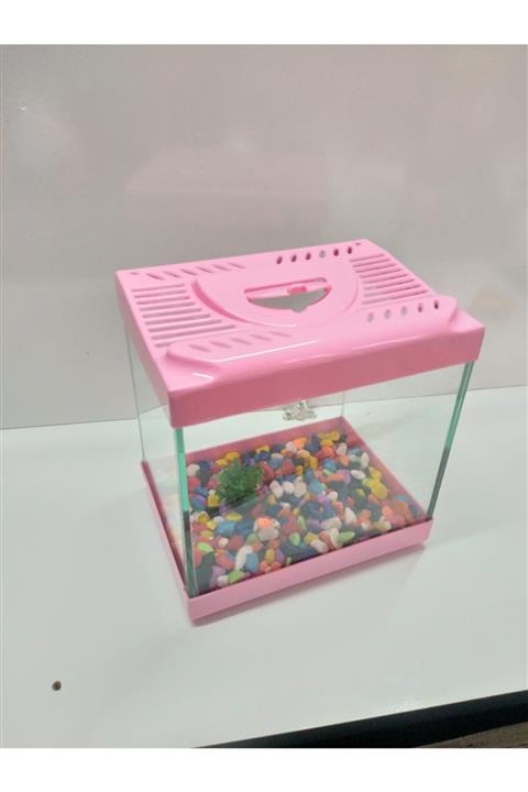 HÜMA Akvaryum Aksesuarlı Pembe 20 Cm 4 Litre