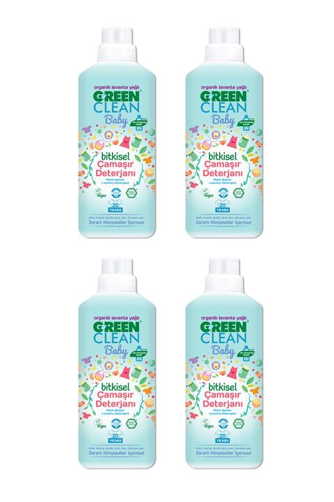 Green Clean Organik Lavanta Yağlı Baby Bitkisel Sıvı Çamaşır Deterjanı 1000 Ml 4'lü