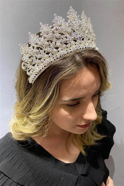 Hayalperest boncuk Angelina Zirkon Taşlı Gelin Tacı