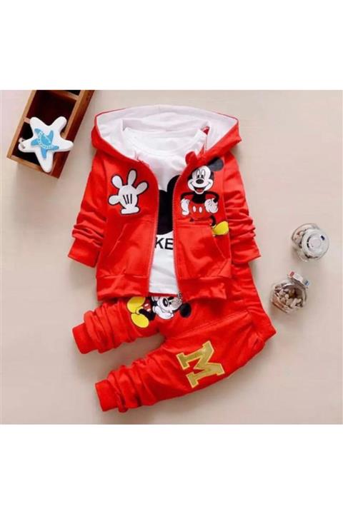 Beren Kids Mickey Mouse Görselli  Kız Bebek 3'lü Takım