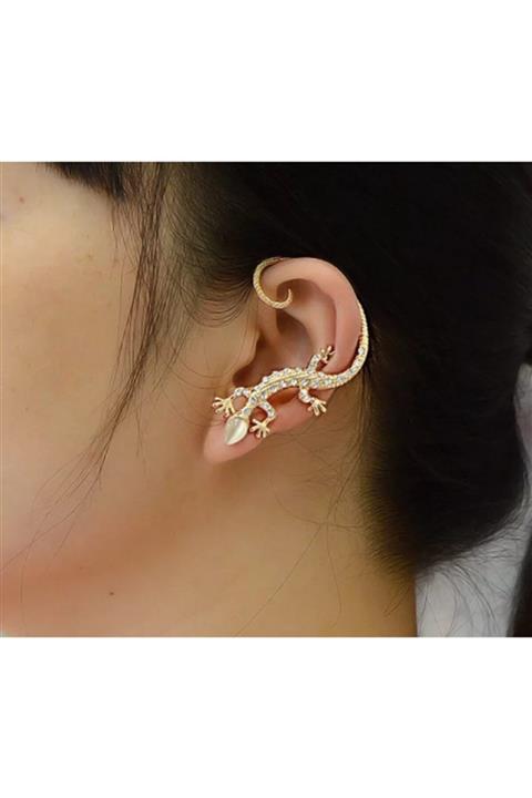 HOSBUTIK Gold Tek Kulak Kertenkele Küpe