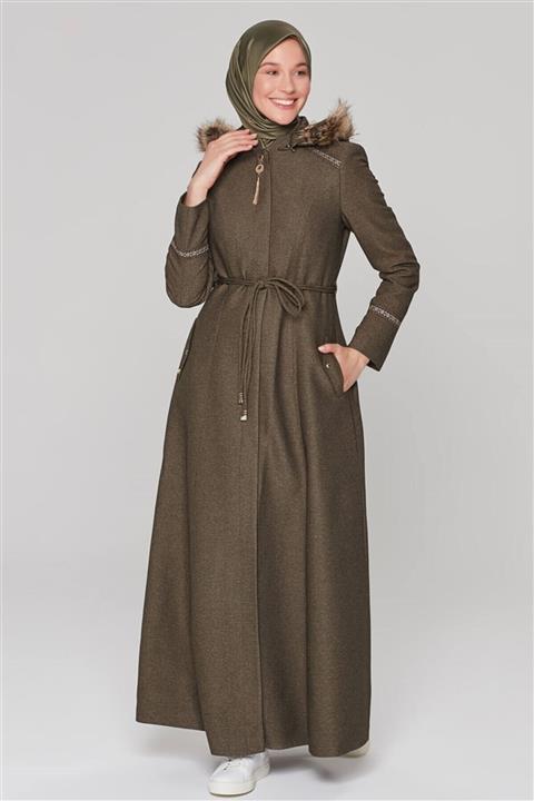 Armine Kadın Haki Uzun Pardesü 19kra816