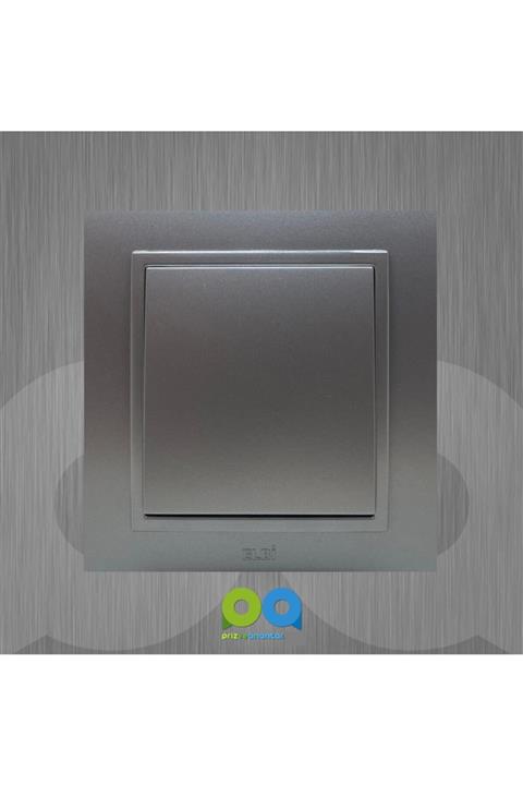 ELBİ Zena Anahtar Priz Çerçeveli Metalik Gri (GÜMÜŞ)