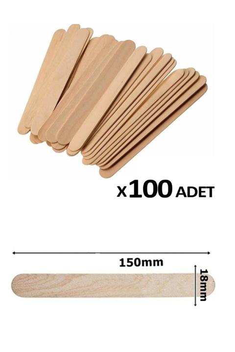 MEKAFİX Ahşap Dil Çubuğu Naturel 100'lü Paket Geniş 150*18 Mm Çx