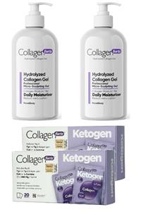 Collagen Forte Ketogen 20 Şase 5000 mg 2 Adet + Hydrolyzed Vücut Ve Yüz Bakım Jeli 250 ml 2 Adet