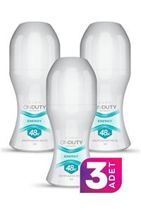 AVON On Duty Energy Antiperspirant Kadın Roll-On Deodorant 50ml - 3'lü Paket