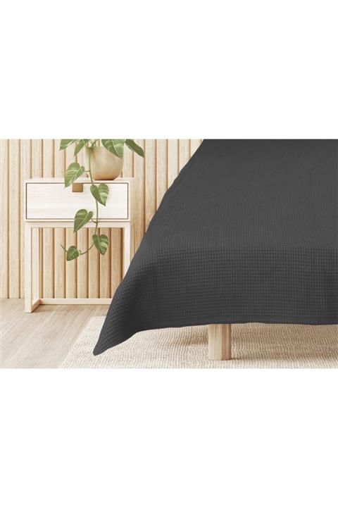 Lucy and Home %100 Pamuk Tek Kişilik Yazlık, Ince Pike 160x210 Cm Antrasit