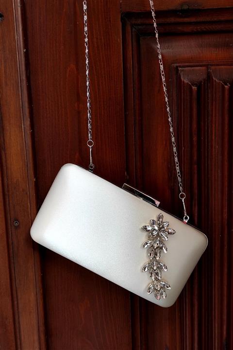 LA CALZATURE Bej Satentaşlı Abiye Portföy Kutu Çanta