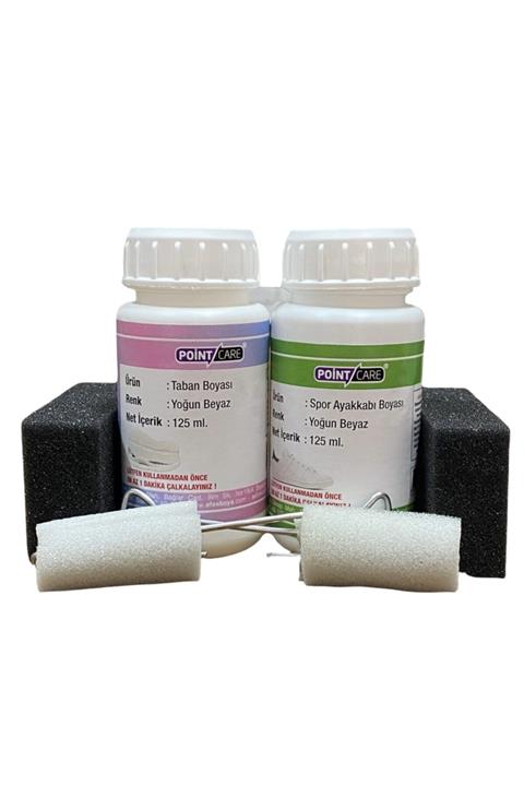 Point Care Spor Ayakkabı Taban Boyası + Beyaz Deri Mont Direksiyon Spor Ayakkabı Boyası + Sünger