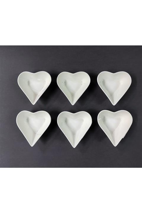 PAÇİ PORSELEN Beyaz Kalp Figür Sosluk 6'lı