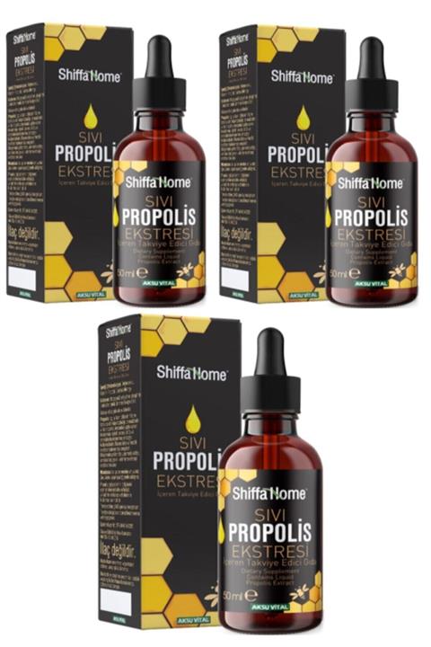 Shiffa Home Sıvı Propolis Ekstresi Damlalıklı Cam Şişe 50 ml 3 Adet Sepetse