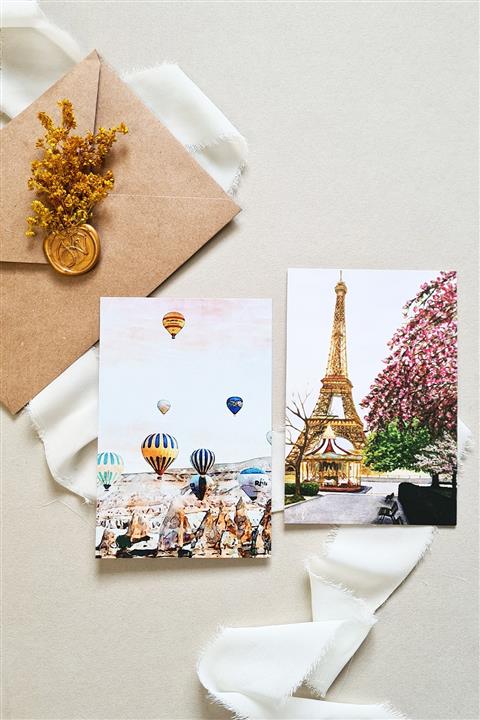 Life & Art Kapadokya & Paris  2'li Suluboya Kartpostal Seti