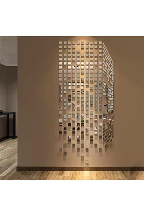 İkra Ajans Dekoratif Gümüş Duvar Pleksi Yapışkan Bantlı Parçalı 170x85 Cm (parça 5x5 Cm)