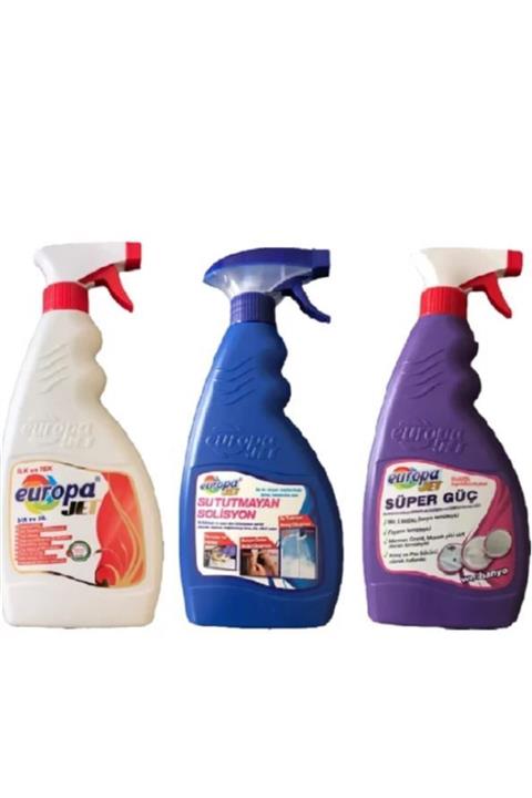 europa JET Sık Ve Sil 500 Ml + Su Tutmayan Camsil 500 Ml + Wc Banyo Temizliği 500 Ml
