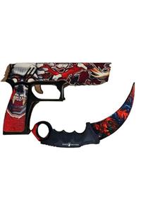 Hediyenealsak Ahşap Cs-go P250 Tabanca Karambit Oyuncak Set 7004