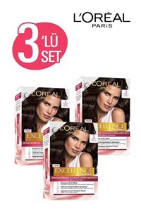 L'Oreal Paris Excellence Creme Saç Boyası 3 Koyu Kestane 3'lü Set 86905953570341