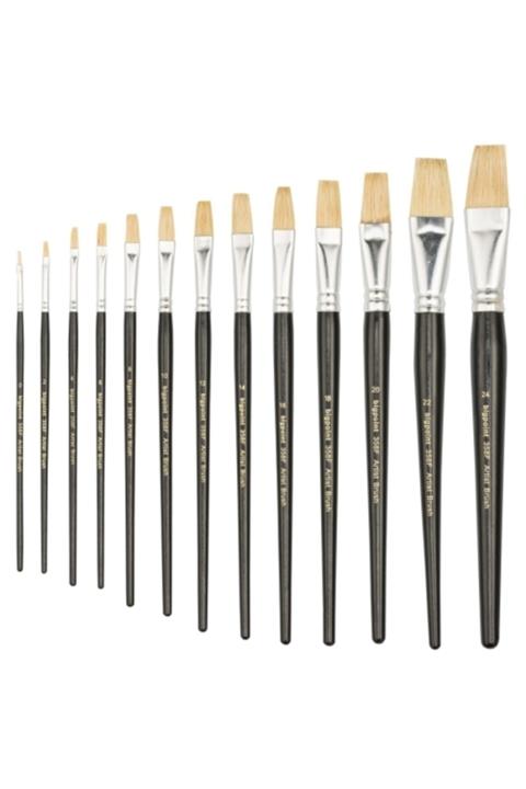 Bigpoint 358f Serisi Beyaz Doğal Kıl Düz Kesik Fırça No:0-2-4-6-8-10-12-14-16-18-20-22-24 (13 Lü Set) 1 Takım