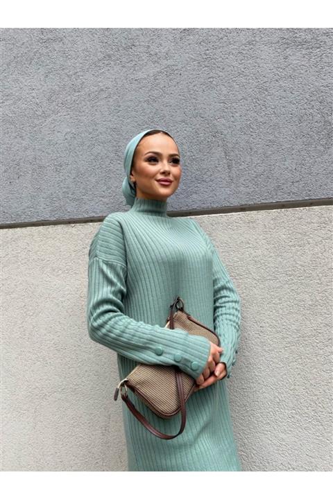 Kodelli Kadın Kol Düğmeli Ikili Yeşil Takım