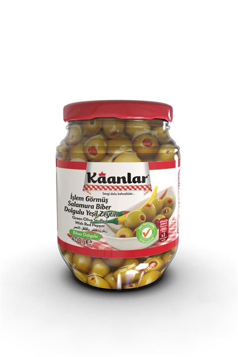 Kaanlar Biberli Yeşil Zeytin 400 gr 141-180