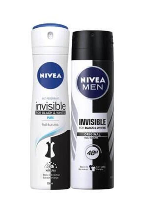 Nivea Black&White Pure Bayan Deosprey 150 ml + Black&White Original Erkek Deosprey 150 ml  2'Li Paket