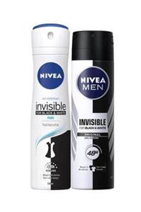 Nivea Black&White Pure Bayan Deosprey 150 ml + Black&White Original Erkek Deosprey 150 ml  2'Li Paket