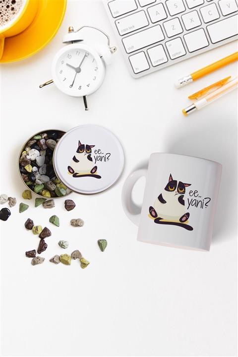 meadgo Komik Kedi E Yani Kupa Bardak Ve Çikolata Seti