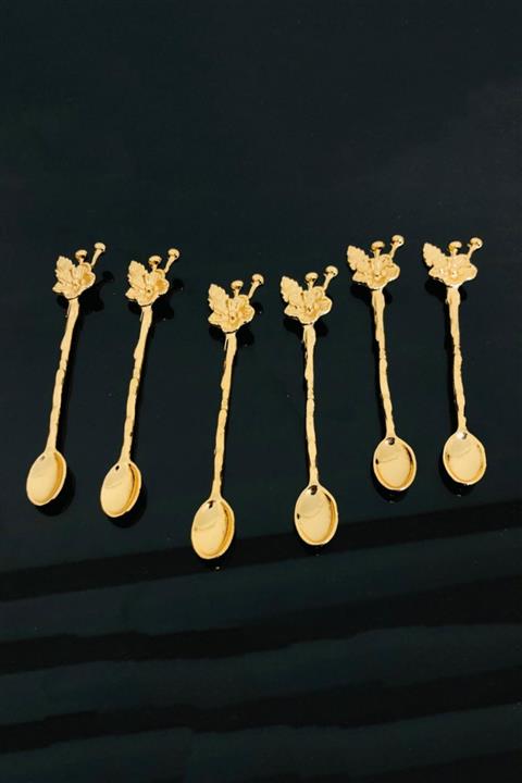 Paşham AVM Altın Renkli Japan Gülü Çay Kaşığı Seti 6'lı