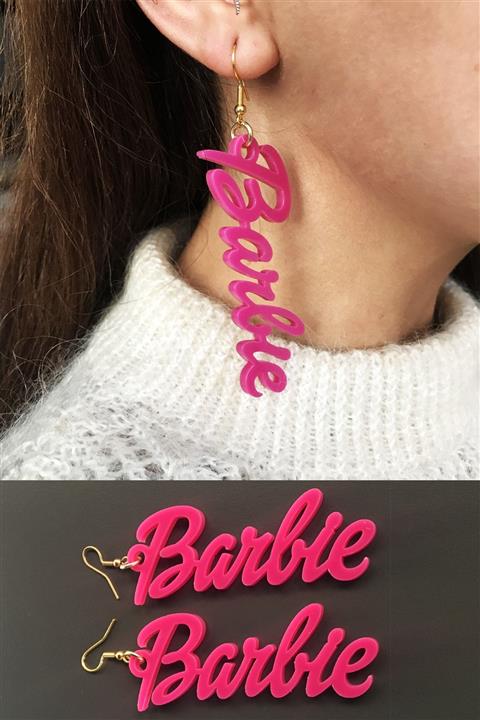 Atölyeda Barbie Yazılı Kadın Küpe Çift