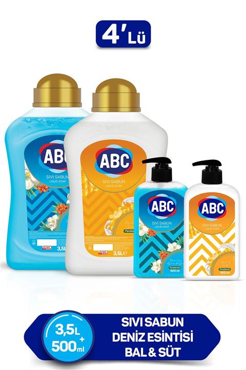 ABC Sıvı Sabun 3500 + 500 ml (Deniz Esintisi +Bal Süt) x 2 Adet