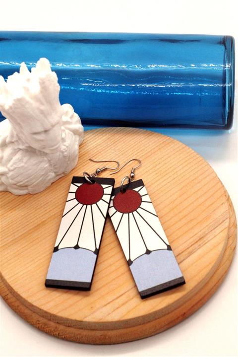 basarbasmaz Kamado Tanjirou Earrings Hanafuda Earrings From Manga Series Demon Slayer Kimetsu No Yaiba Küpe