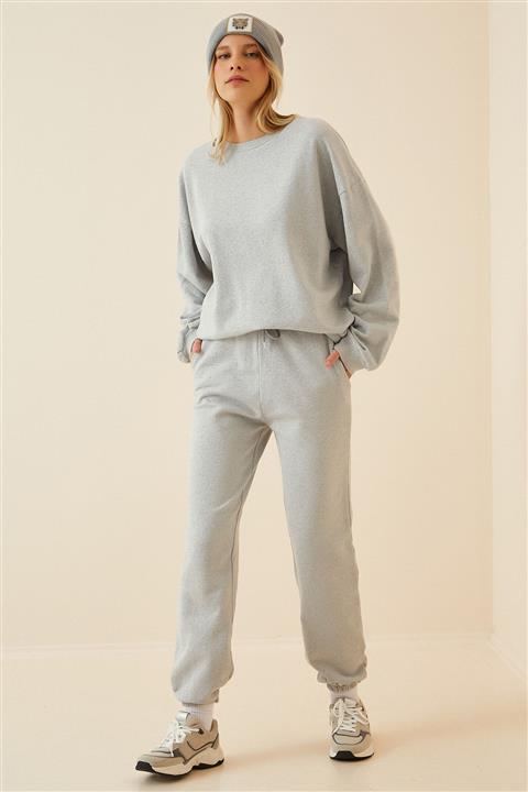 Happiness İst. Kadın Taş Grisi Oversize Eşofman Takımı  US00782