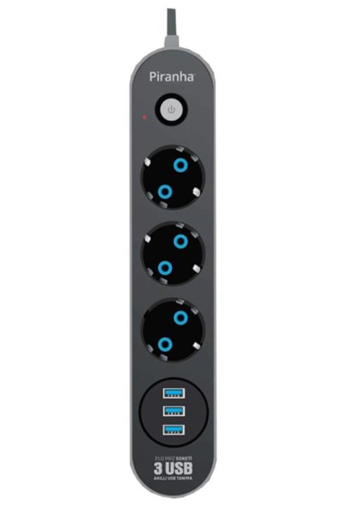 Piranha Termal Akım Korumalı 2 M Uzatma Kablolu 3 Usb 3 Priz 3395