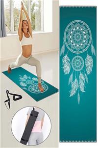 Osso Halı Yeşil Beyaz Rüya Kapanı Desenli Yıkanabilir Kaymaz Fitness Spor Pilates Yoga Halısı Matı