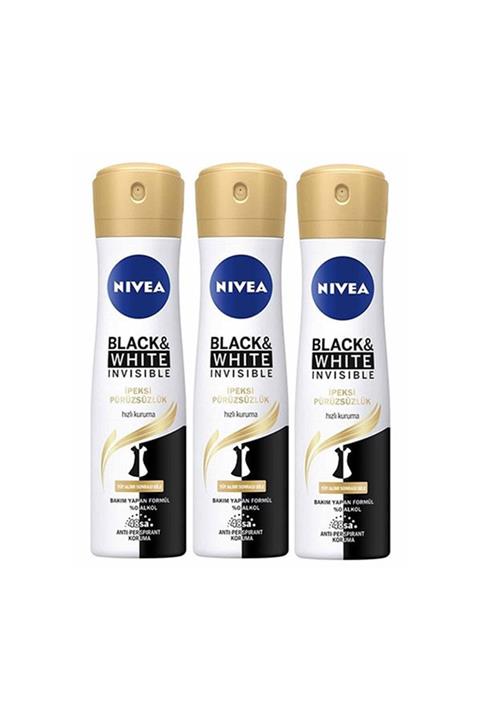 Nivea Invisible Black And White Ipeksiz Pürüzsüzlük 150 ml Deodorant X 3