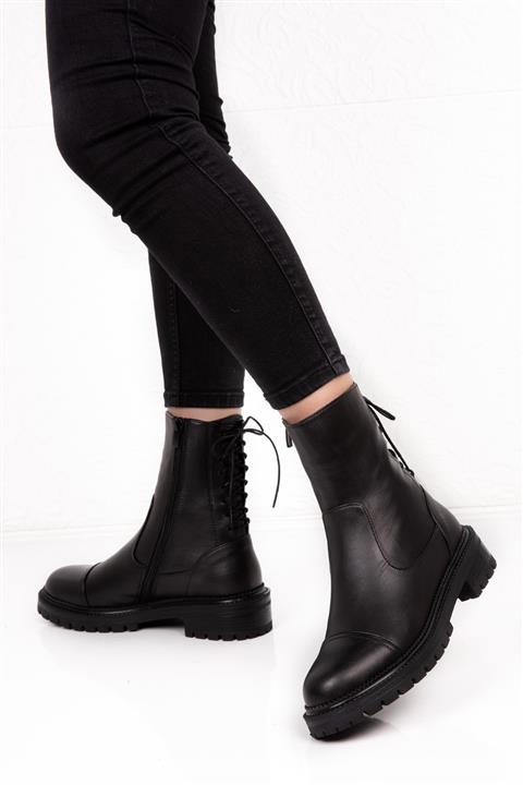 INNTRO Sansa Hakiki Deri Siyah Kadın Bot